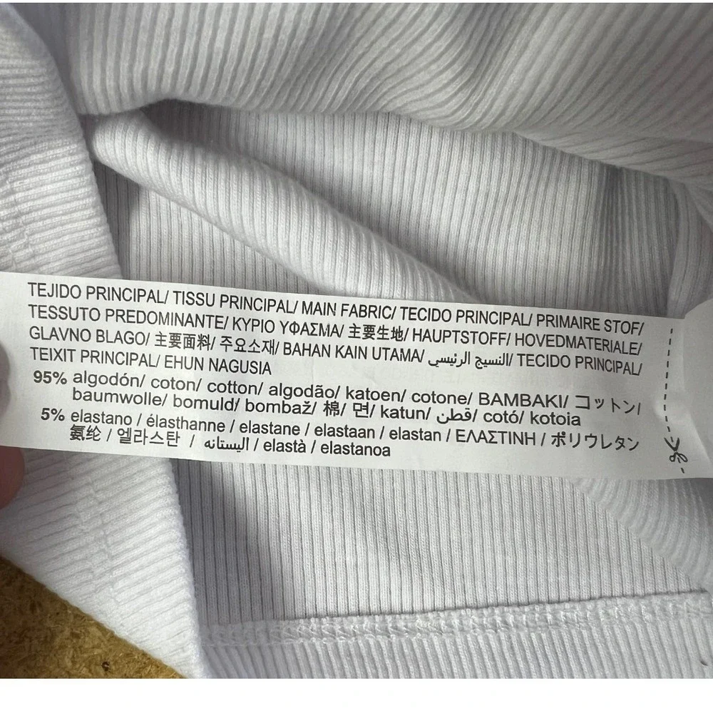 ZARA White Puff Sleeve‎ Top L | Ribbed Square Neck Blouse Romantic Cottagecore
